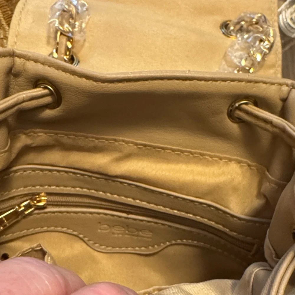 BeBes Hera Small Elegant‎ Taupe Backpack with Gold Accents